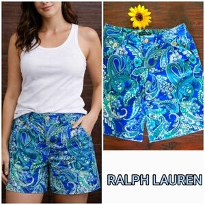 Lauren RALPH LAUREN Vibrant Blue and Green Paisley Shorts